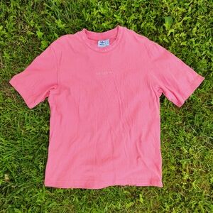 Adidas Originals Pink T-Shirt with Embroidered Collar